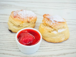 Scones with strawberry jam