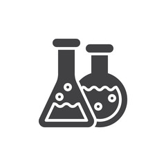 Flasks icon vector, filled flat sign, solid pictogram isolated on white. Chemical laboratory symbol, logo illustration. Pixel perfect graphics