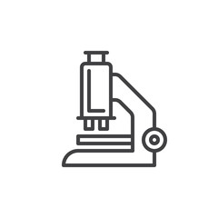 Microscope line icon, outline vector sign, linear style pictogram isolated on white. Research symbol, logo illustration. Editable stroke. Pixel perfect graphics