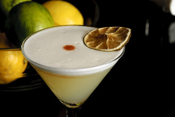 cocktail pisco sour in a bar