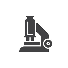 Microscope icon vector, filled flat sign, solid pictogram isolated on white. Research symbol, logo illustration. Pixel perfect graphics
