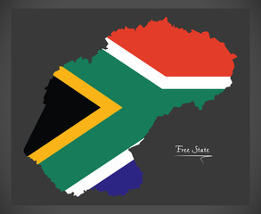Free State South Africa map with national flag illustration
