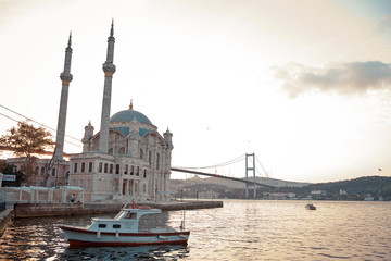 Fototapeta na wymiar Ortakoy mosque and Bosphorus Bridge