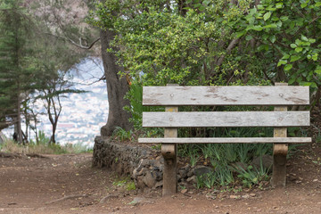 Sitzbank im Park lädt zum Verweilen