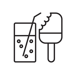 Cola and ice cream line icon, outline vector sign, linear style pictogram isolated on white. Symbol, logo illustration. Editable stroke. Pixel perfect graphics