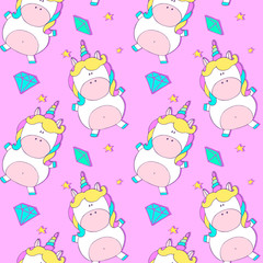 Seamless pattern with unicorns