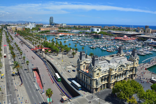 Barcelona marina top view