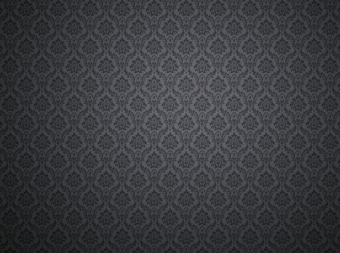Black damask pattern background