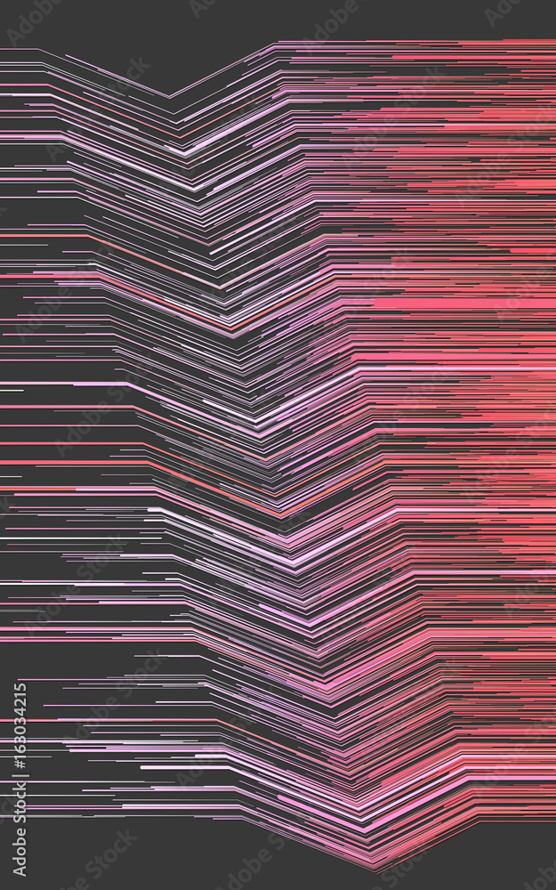 Poster Digital horizontal red and pink lines abstract background. 3d rendering