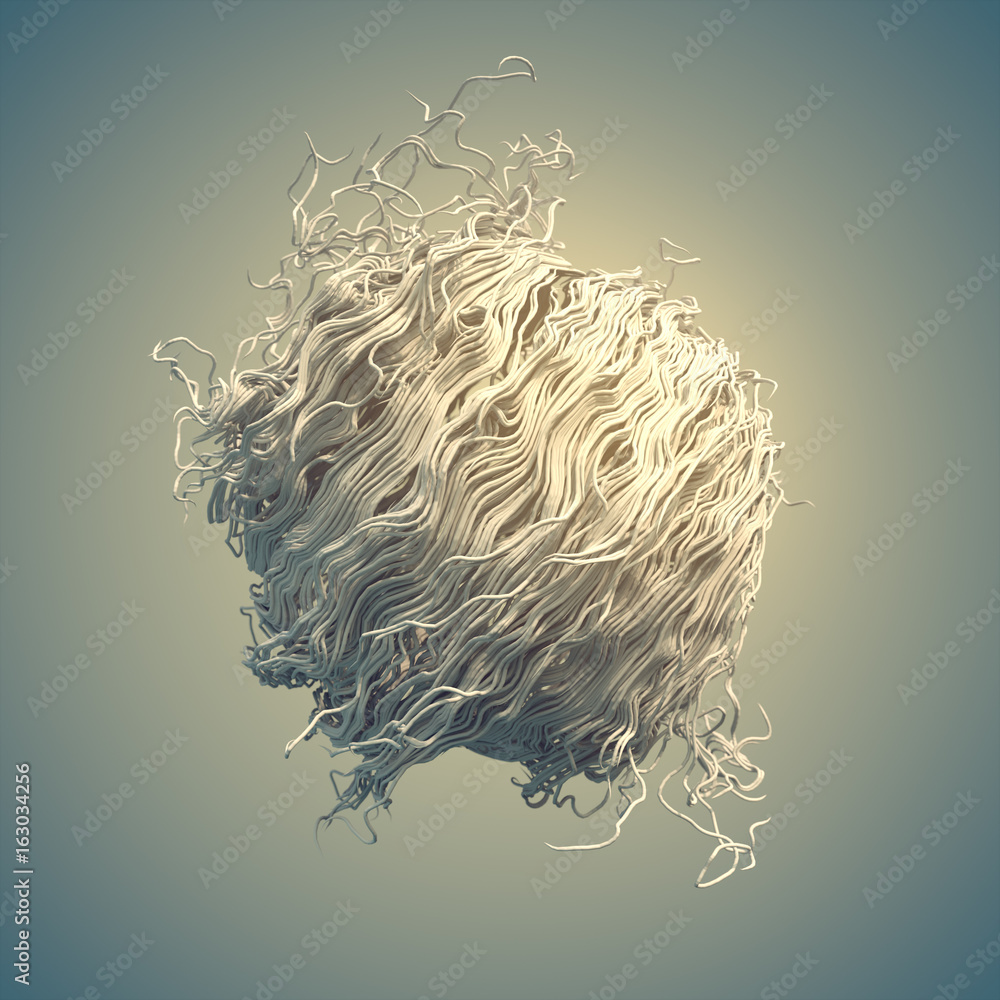Leinwandbilder Curl noise flow white abstract lines 3d rendering
