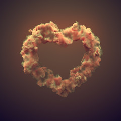 Abstract 3d rendering heart shape colored cloud