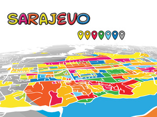 Sarajevo Downtown 3D Vector Map