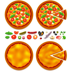 Pizza ingredients constructor top view