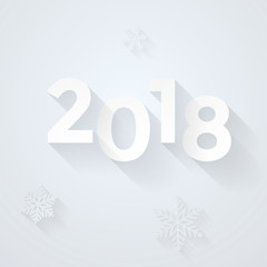 2018 Happy New Year vector background with silver snowflakes pattern