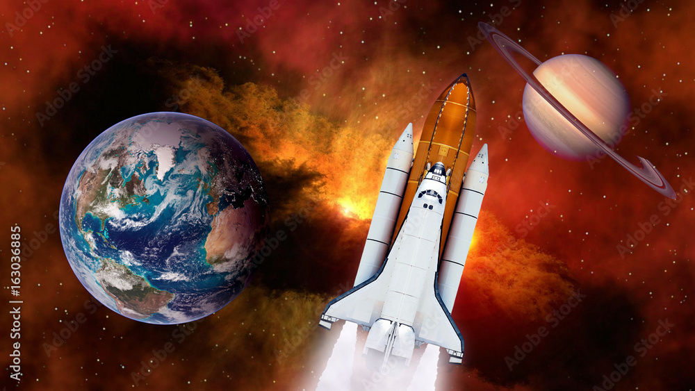 Canvas Prints space shuttle spaceship launch spacecraft planet earth saturn rocket ship mission universe. elements