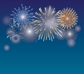 Brightly Colorful Fireworks on night background 
