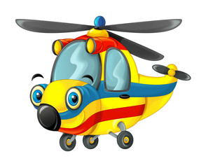 cartoon fireman helicopter - illustration for children