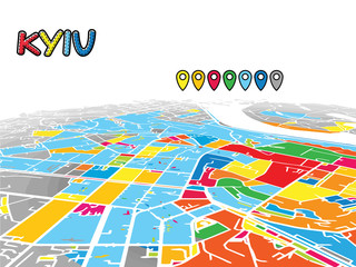 Kyiv, Ukraine, Downtown 3D Vector Map
