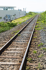 Obraz premium 釧網本線のレールの風景