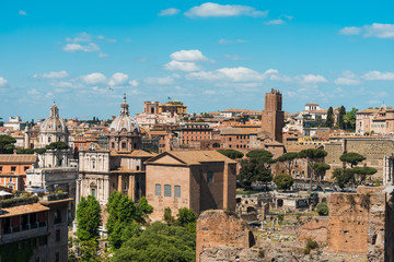 Obraz premium Widok z dachu na zabytkowe budynki Rzymu