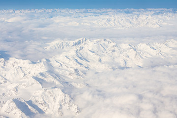 Alps - aerial view from window of airplane