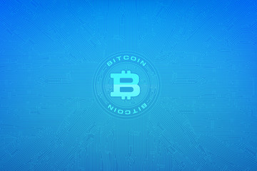 Abstract background bitcoin concept with print circuit board element vector illustration eps10