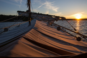 Sunset over a ship, masuria, Polad © Jarek