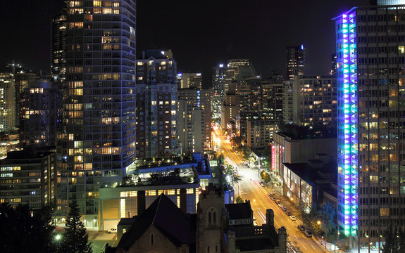 Vancouver bij nacht, vanaf de Lookout Tower