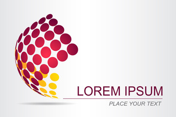 Logo stylized spherical surface with abstract shapes