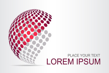 Logo stylized spherical surface with abstract shapes