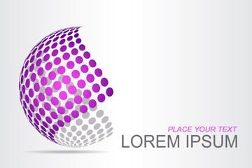Logo stylized spherical surface with abstract shapes