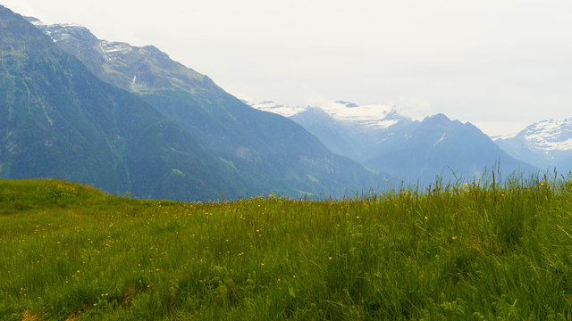 Beautiful mountain landscape in the Swiss alps in the summer.