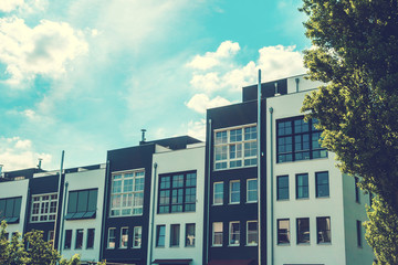 beautiful colored picture of modern townhouses