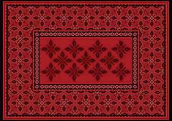 Obraz premium Luxury carpet with ethnic oriental ornament in red and burgundy shades 
