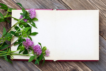 Artistic mockup with open sketchbook blank