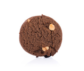 Chocolate chip cookie on white background