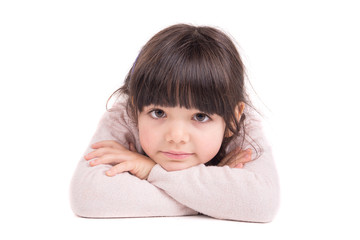 little girl posing isolated in white