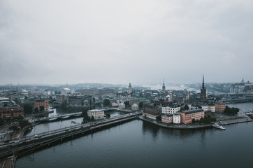 Fototapeta na wymiar Stockholm. View from the top of Stockholm city hall tower. Cityscape