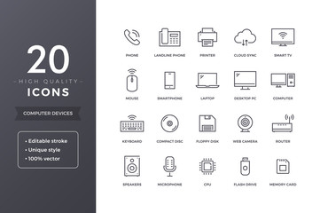 Computer Electronics Line Icons