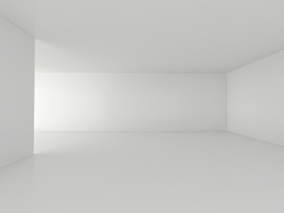 Fototapeta na wymiar 3D Blank White room gallery interior background