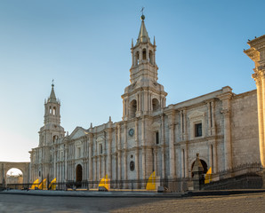 Fototapeta na wymiar Cathedral at Plaza de Armas - Arequipa, Peru