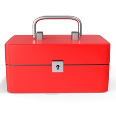 3d red toolbox, classic red metal toolbox