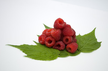 Bright red fresh raspberries, from a family orchard. The raspberry type is Polana © mr2853