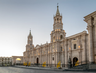 Fototapeta na wymiar Cathedral at Plaza de Armas - Arequipa, Peru