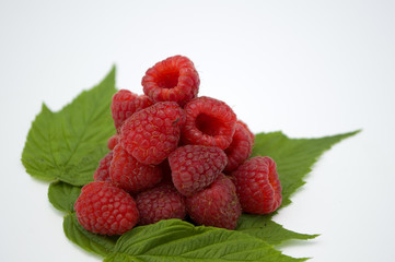 Bright red fresh raspberries, from a family orchard. The raspberry type is Polana