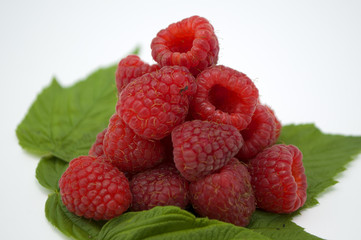 Bright red fresh raspberries, from a family orchard. The raspberry type is Polana © mr2853
