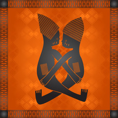 African culture symbolic ornaments. African tribes hand drawn elements