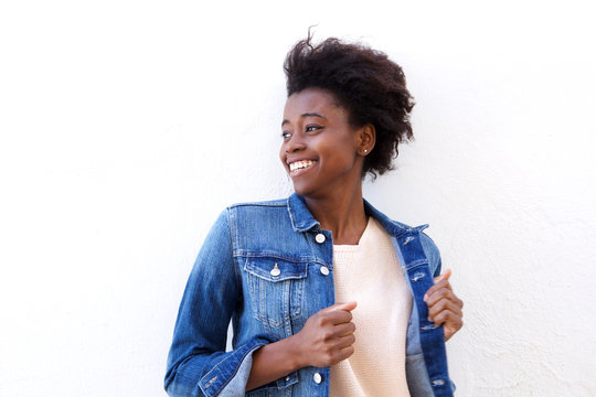 Cool Young African Woman With Denim Jeans Jacket