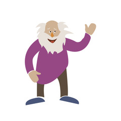 Obraz premium An elderly man with a gray beard. The old man in a purple shirt. Isolated. White background.