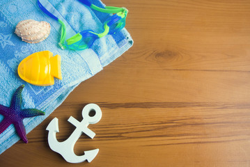 toy gadget prop summer on table wood